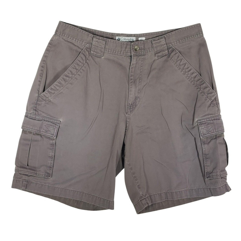 Columbia Cargo Shorts Mens 34 Brown Cotton Canvas Relaxed Fit 9 Inseam